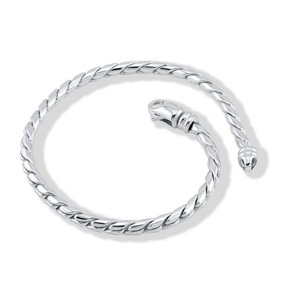 Sterling Silver Cobra Chain Bracelet With Swivel Clasp - Picture 4 of 6